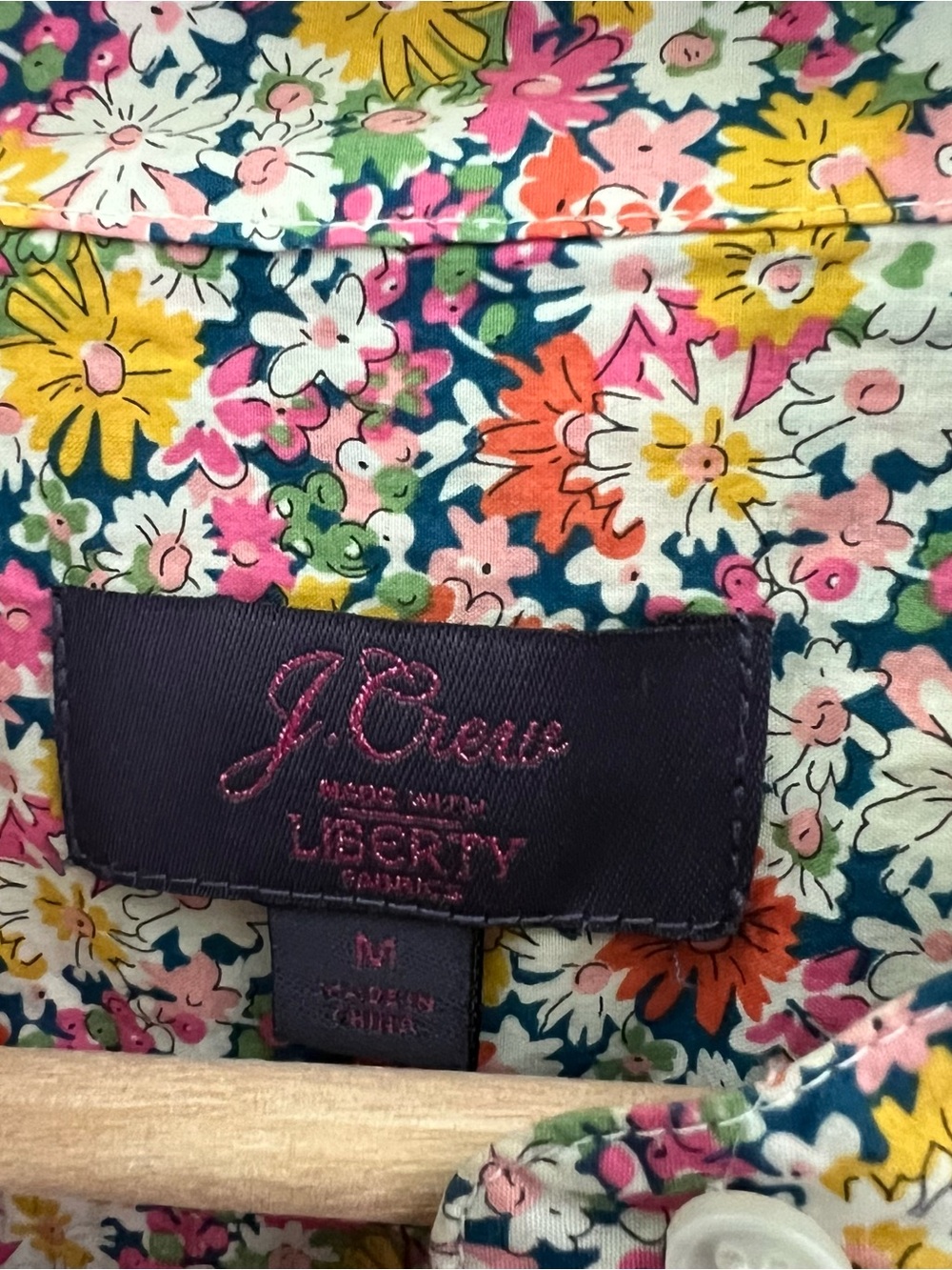 J. Crew band collar Ruffle front shirt Liberty Libby Floral womens M cottagecore - Picture 5 of 13